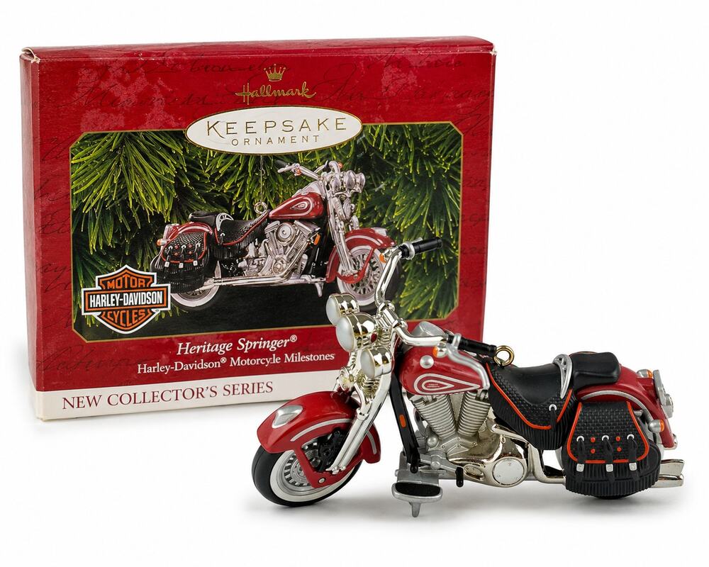 Vintage 1999 Hallmark Harley Davidson Heritage Springer Motorcycle Ornament #1